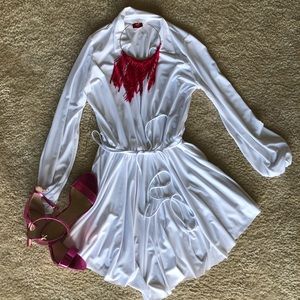 White plunging v hem mini dress! Super sexy!